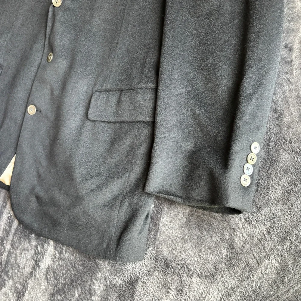 Old School Bespoke Mens Wool Cashmere Bland Blazer Sport Coat Black 46R